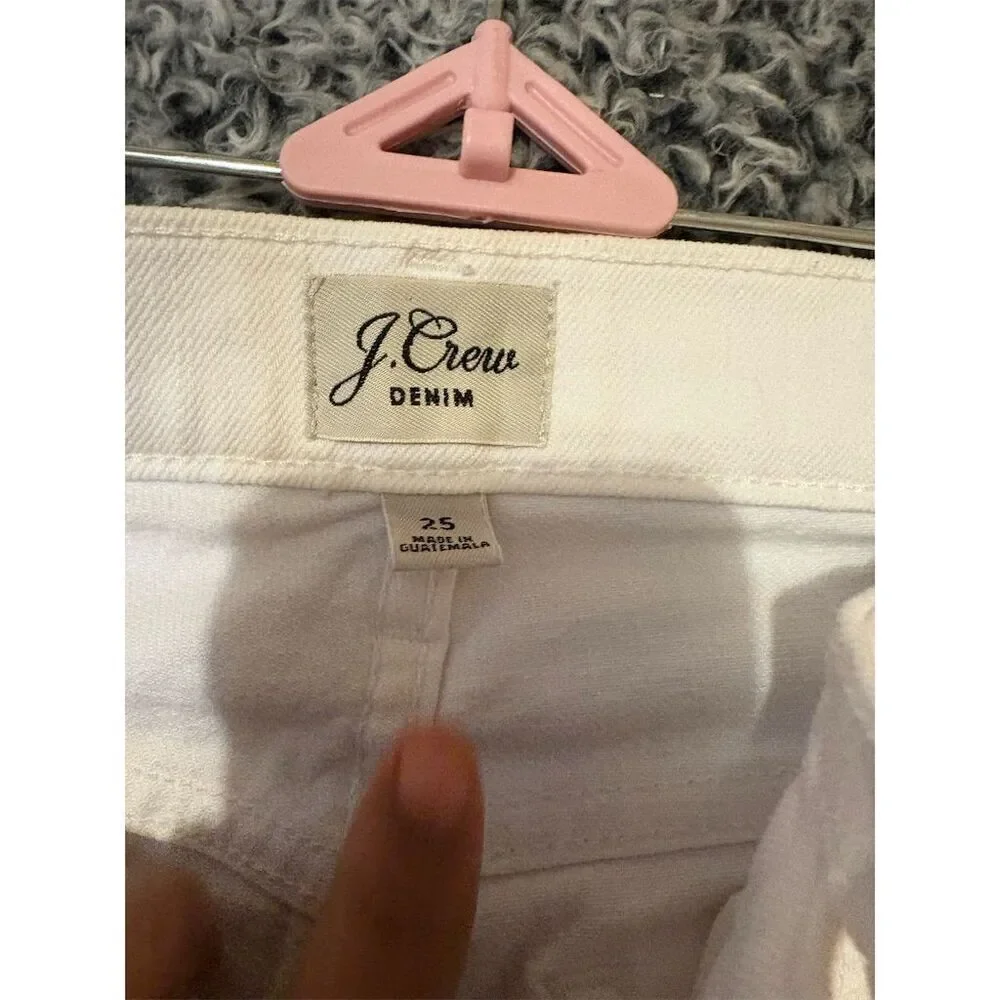 J. Crew Women's Boyfriend Jeans Size 25 White Raw Hem Denim